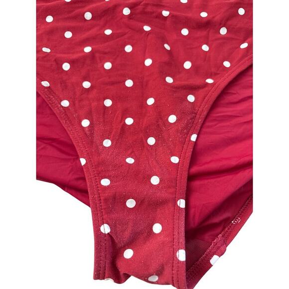 NipTuck Polka Dot Bikini Red Ruched Sz 12 Retro Swim Set (See Flaws) - Picture 4 of 6